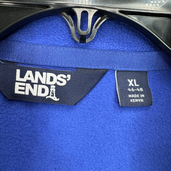 Lands End Mens XL Blue Fleece Pullover Quarter-Zip Jacket - Picture 3 of 10